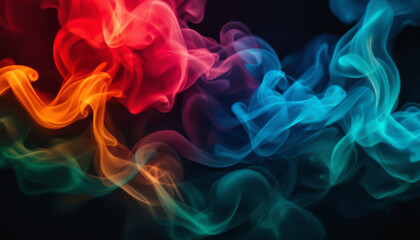 Wall Mural - swirling colorful smoke in red orange blue and green
