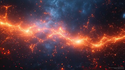 Wall Mural - Glowing energy lines traverse a dark cosmic space background image