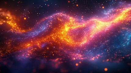 Wall Mural - Cosmic glowing particles forming a beautiful and colorful vibrant galaxy