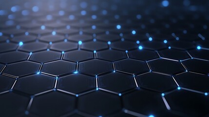 Poster - Futuristic hexagonal pattern with glowing blue accents on a dark background.