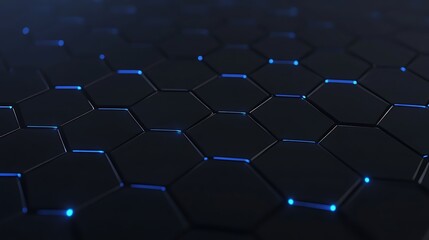 Aufkleber - Dark hexagonal pattern with glowing blue accents, creating a futuristic tech aesthetic.
