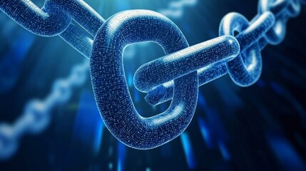 Digital Chain Link:  Blockchain Technology Concept
