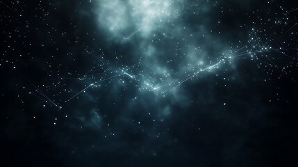 Poster - Mysterious cosmic scene with swirling clouds and distant stars in a dark sky.