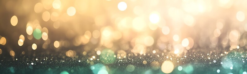 Leinwandbilder - Shimmering golden and teal bokeh lights create a magical, dreamy atmosphere.