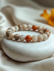 Poster - Elegant natural stone bracelet featuring warm tones perfect for fashion lovers and gemstone enthusiasts : Generative AI