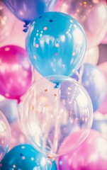 Poster - Beautifully arranged balloons with shiny details in vibrant colors perfect for parties and celebrations : Generative AI