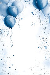 Poster - Bright and Festive Blue Balloons with Confetti for Party Invitations and Celebrations : Generative AI