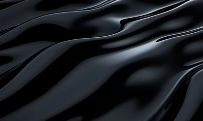 Poster - Shiny black fabric with smooth waves and subtle texture.