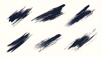 Poster - Abstract brush strokes in dark blue on a light background, showcasing texture and artistic flair.
