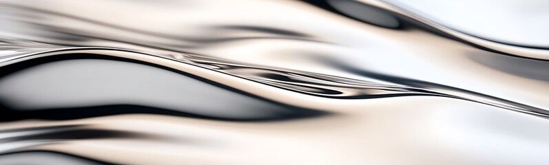 Aufkleber - Fluid metallic waves create a sleek, reflective surface with a modern aesthetic.