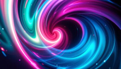 Wall Mural - Abstract spiral of vibrant neon lights against a dark background