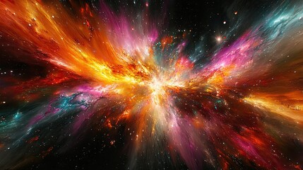 Wall Mural - A Spectacular Galactic Explosion with Bright Colors and Stars