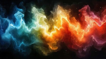 Wall Mural - A colorful abstract illustration of vibrant nebulae in space