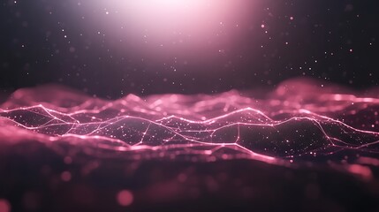 Leinwandbilder - Abstract waves of pink light shimmer softly against a dark background, creating a mystical atmosphere.