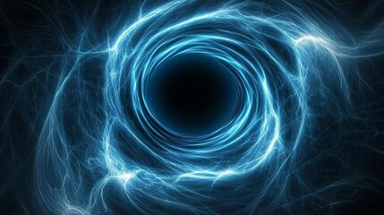 Wall Mural - abstract blue energy spiral with glowing light effects and darkness