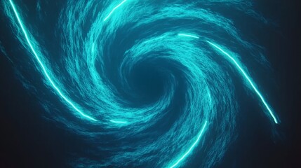 Wall Mural - swirling light patterns in dark space with glowing blue effects