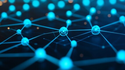 Wall Mural - abstract representation of blue nodes and connections in network design