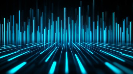 Wall Mural - abstract digital background with glowing blue light beams and lines