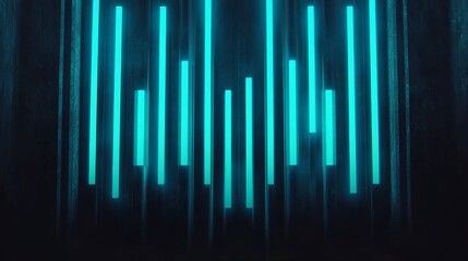 Wall Mural - abstract neon blue vertical lines against dark background