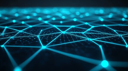 Wall Mural - abstract digital network with blue nodes and geometric connections