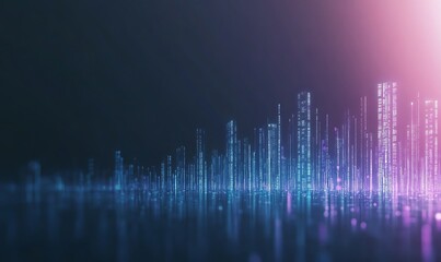 Leinwandbilder - Abstract digital landscape with glowing lines and vibrant colors creating a futuristic vibe.