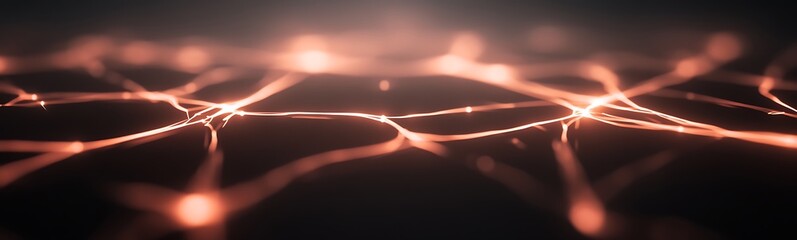 Leinwandbilder - Abstract representation of interconnected lines and glowing nodes against a dark background.