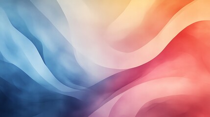 Fototapete - Abstract wavy background blending soft colors of blue, pink, and orange.