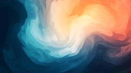 Fototapete - Abstract swirling colors of orange, blue, and white create a dynamic and vibrant visual effect.