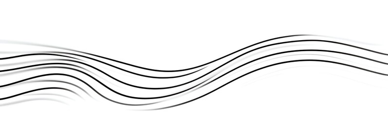Fototapete - Curved black lines create a flowing wave pattern on a white background.