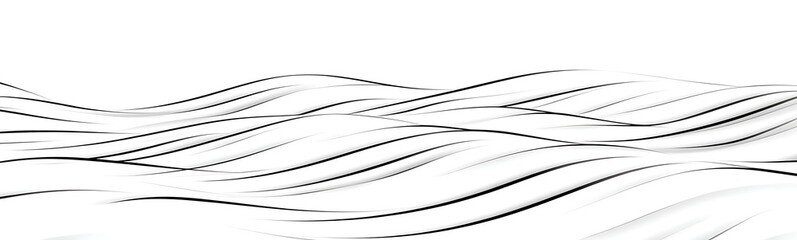Aufkleber - Abstract black and white wave patterns flowing across a white background.