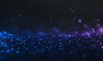 Leinwandbilder - Abstract digital landscape with glowing particles and vibrant colors in a dark background.
