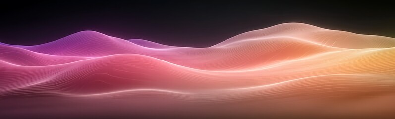 Poster - Vibrant abstract waves in shades of pink and orange against a dark background.