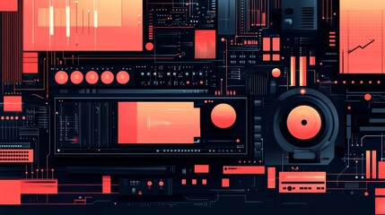 Abstract Technology Design with Vibrant Flat Vector Elements