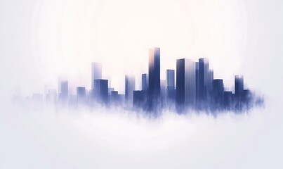 Leinwandbilder - Abstract skyline silhouette with a soft, ethereal quality blending into the fog.