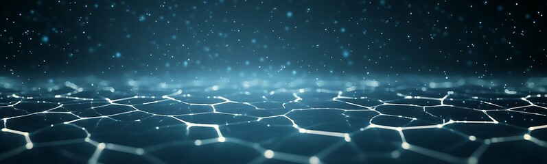 Poster - Abstract digital landscape with glowing lines and a textured surface, evoking a futuristic atmosphere.