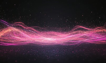 Aufkleber - Vibrant abstract light waves with sparkles on a dark background.