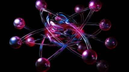 Wall Mural - abstract representation of an atom with vibrant colors, swirling energy, and glowing particles