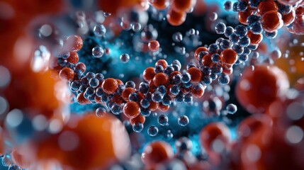 Wall Mural - abstract representation of molecular structures in vibrant colors with a dynamic background