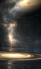 Wall Mural - Cosmic vortex with glowing center in starry galaxy backdrop