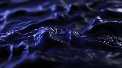 Wall Mural - abstract close-up of dark blue flowing liquid with smooth textures and gentle waves, suggesting calm