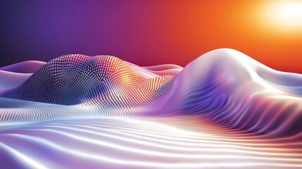 Poster - abstract landscape with colorful waves and gradients under a vibrant sunset sky