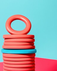 Leinwandbilder - Contemporary Minimalist Design Geometric Doughnut Sculptures in Vibrant Pastels - Modern Art Display and Visual Merchandising for Creative Retail Environments