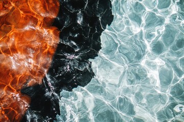 Leinwandbilder - Vibrant Aqueous Texture Abstract Water and Coral Patterns for Creative Visual Content and Marine-Themed Marketing in Eco-Friendly Campaigns