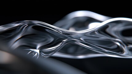 Wall Mural - abstract close-up of flowing transparent liquid, showcasing ripples and reflections against a dark b