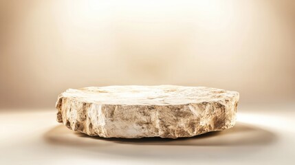 Leinwandbilder - Minimalist Stone Podium Raw Textured Display on Cream Gradient - Premium Design for Artistic Marketing and Luxury Retail Showcases