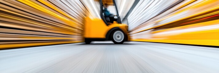 Fototapete - Dynamic Industrial Movement High-Performance Forklift Navigating Modern Warehouse Shelving with Precision - Enhancing Efficiency in Logistics and Materials Handling