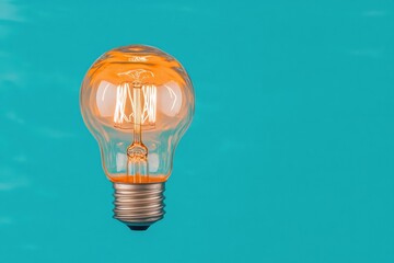 Leinwandbilder - Modern Abstract Energy Vibrant Glowing Lightbulb on Teal Background - Creative Ideation for Business Innovation and Visual Marketing Solutions