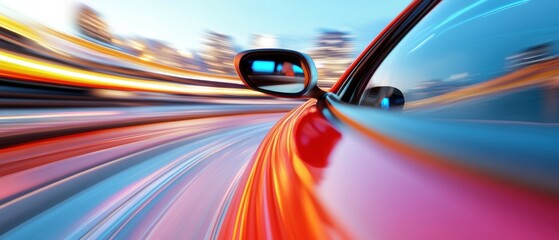 Leinwandbilder - Futuristic Mobility Innovation Autonomous Vehicle with Panoramic Reflection on Modern Highway - AI-Driven Commuting Solution for Smart Cities and Next-Gen Transportation Design