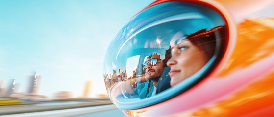 Leinwandbilder - Seamless Urban Mobility Autonomous Vehicle with Panoramic Glass on Ultra-Modern Highway for Next-Gen Commuting - Smart City Transportation Solutions