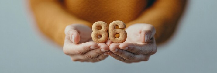 Aufkleber - Minimalist Finance Aesthetic Hands Cradling Numerals on Smooth Surface - Financial Planning Imagery for Modern Investment Strategies and Security Awareness